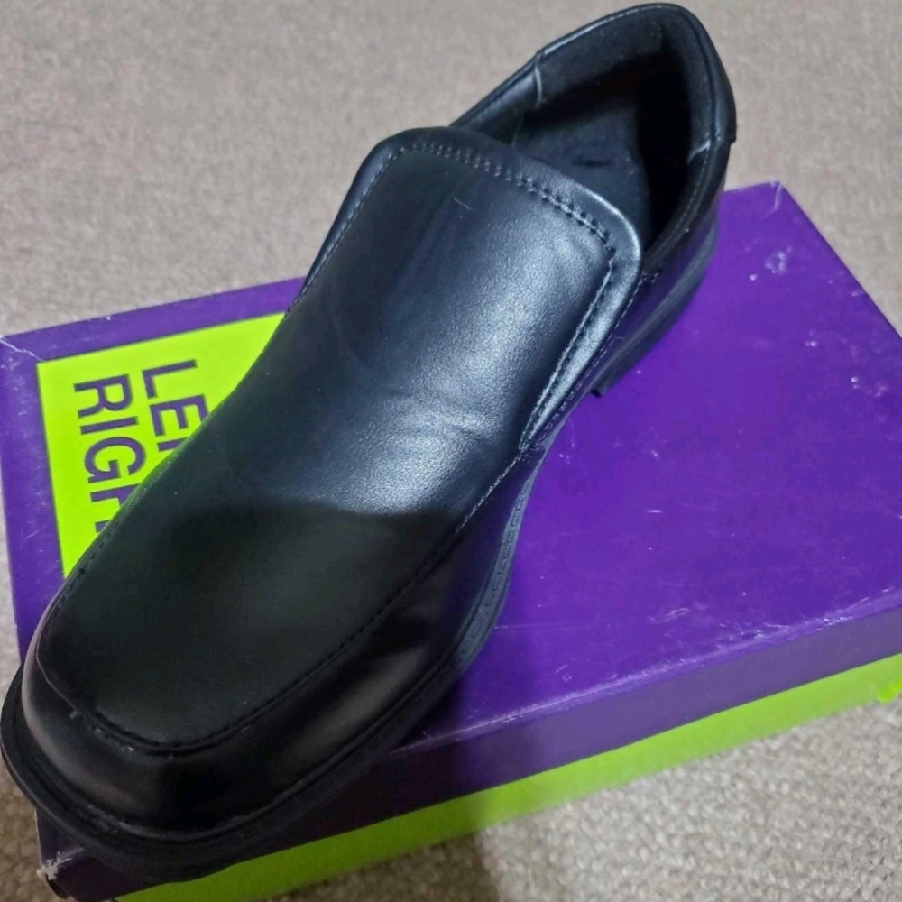 Black Leather Youth Loafers